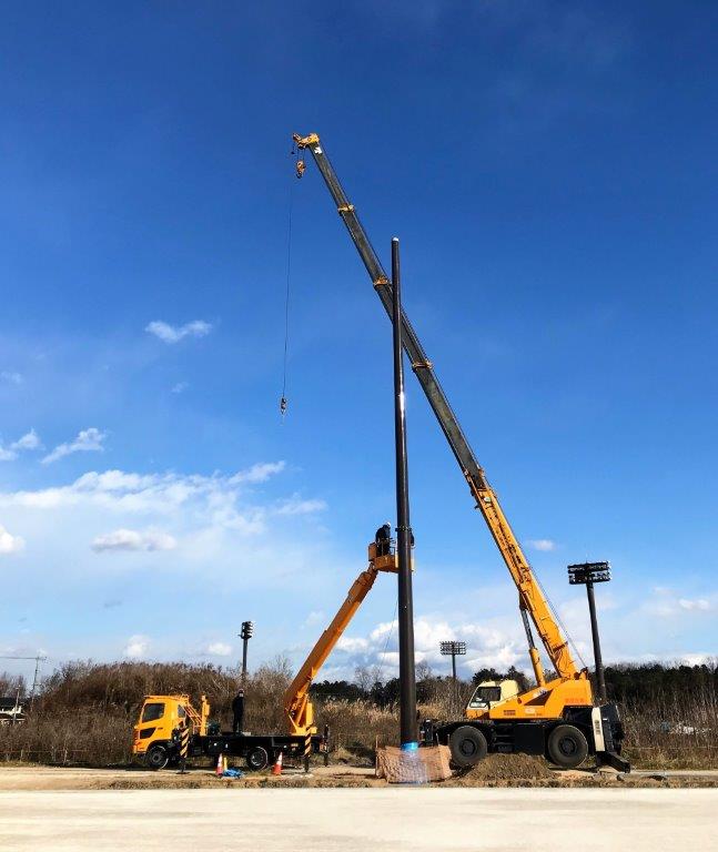 真岡市総合運動公園運動広場１夜間照明柱建柱工事